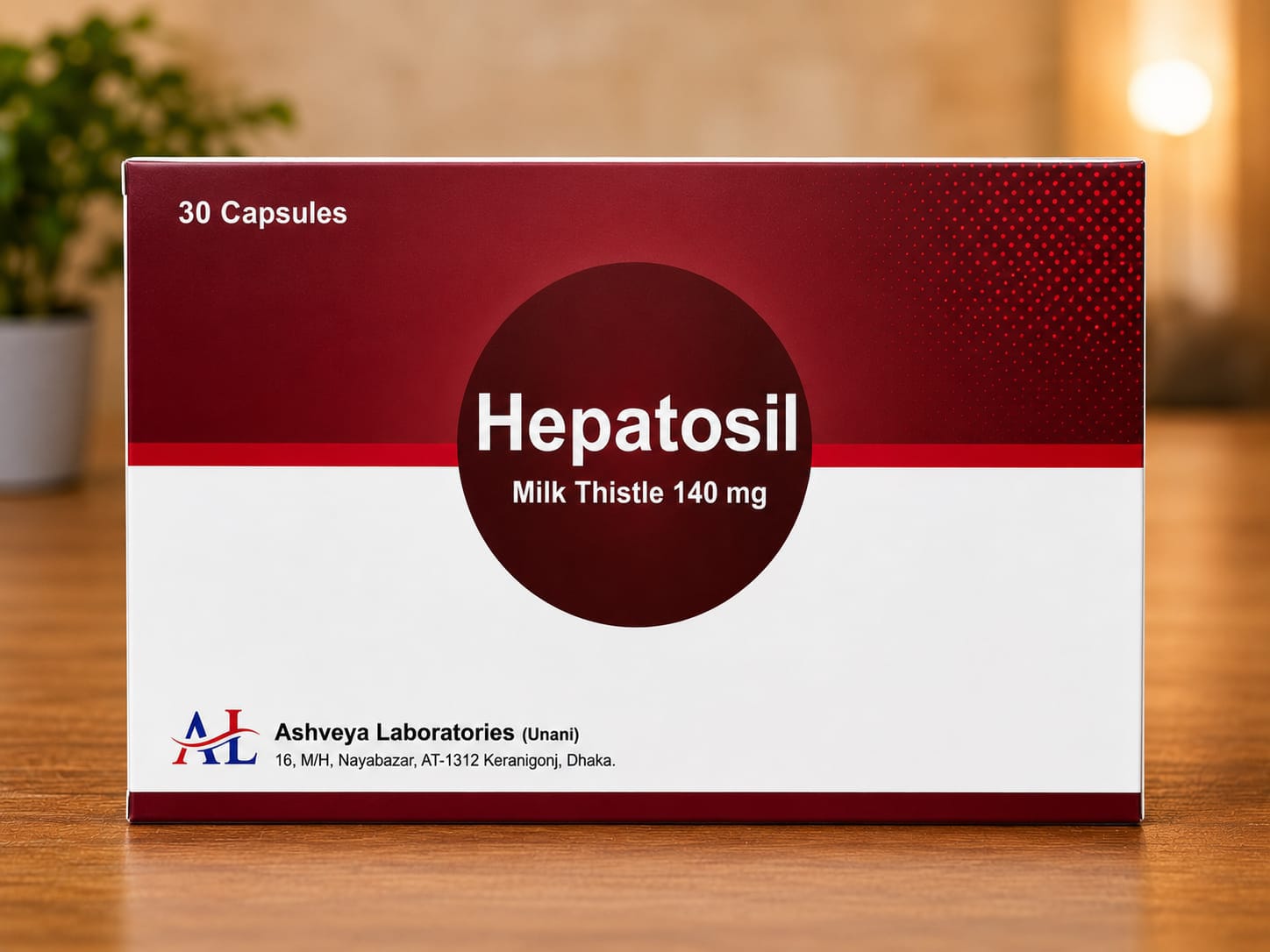 Hepatosil milk thistle capsule carton on a studio background